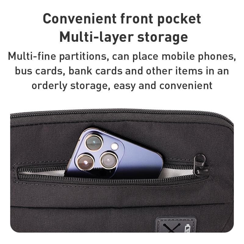 11 Inch Men Multifunctional Shoulder Bag Black - V562-B8613GO V562 B8613GO 202503041253 05