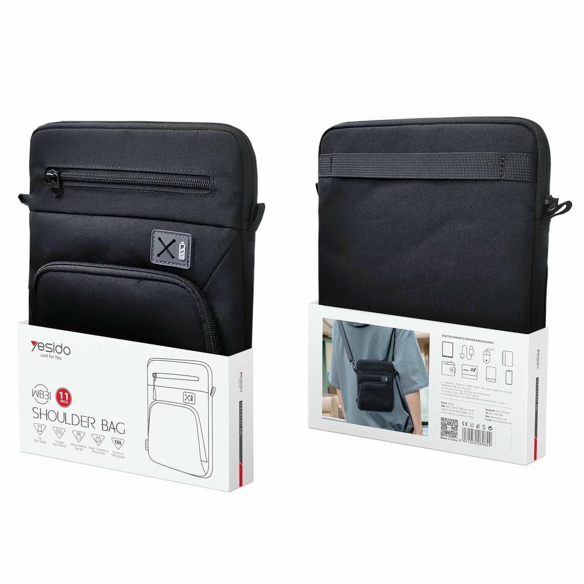 11 Inch Men Multifunctional Shoulder Bag Black - V562-B8613GO V562 B8613GO 202503041253 08