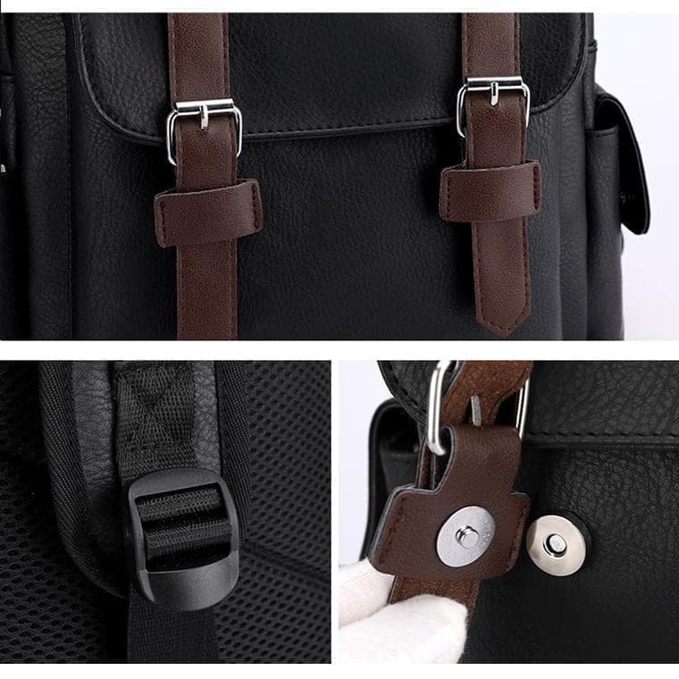 Large Capacity Pu Leather Laptop Backpack For Travel & School - Dark Brown - V562-C1005875060DBT V562 C1005875060DBT 202505191448 11