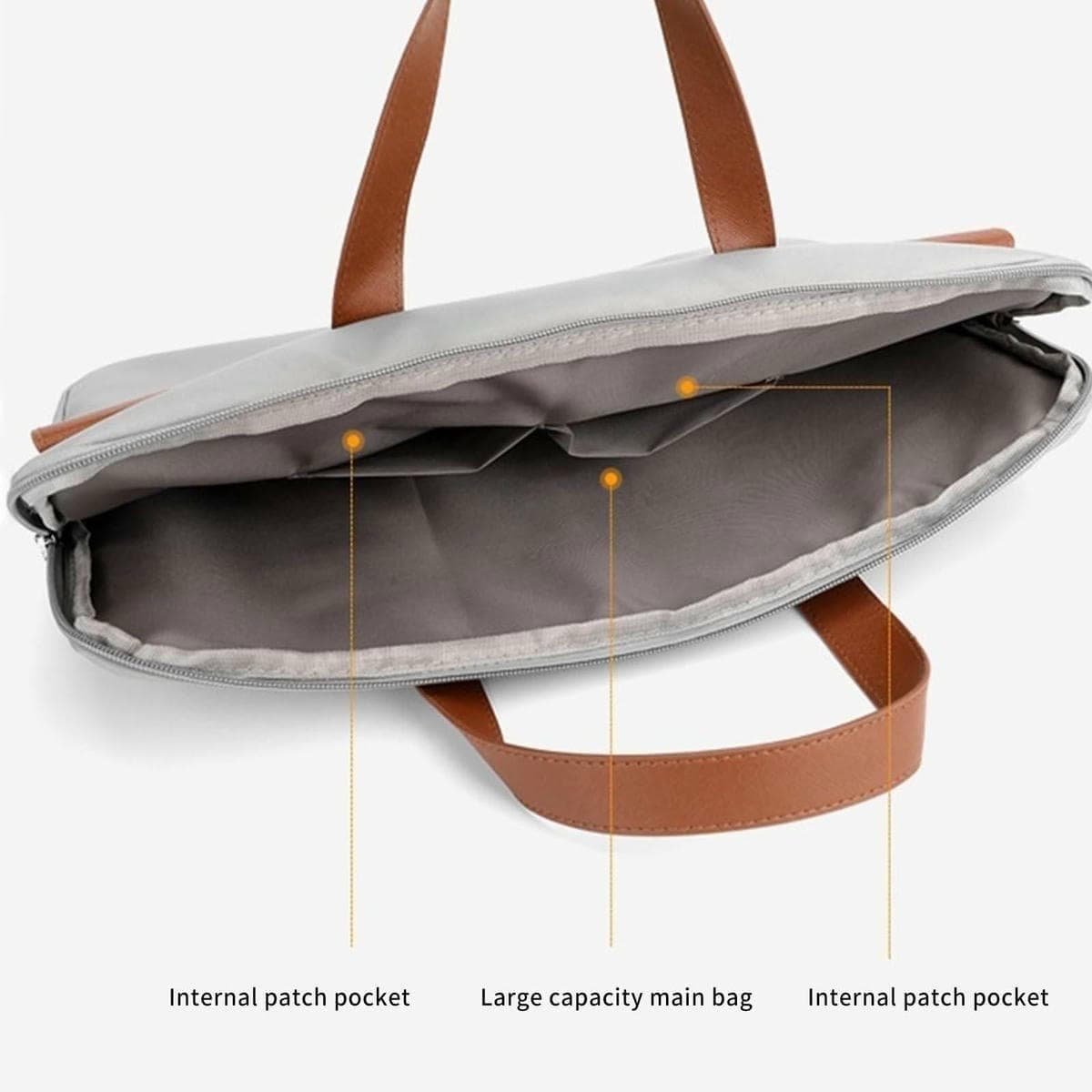 Stylish Pu Leather Laptop Bag - Briefcase Cover - Grey - 14 Inch - V562-C1061254060DBT V562 C1061254060DBT 202502282245 06