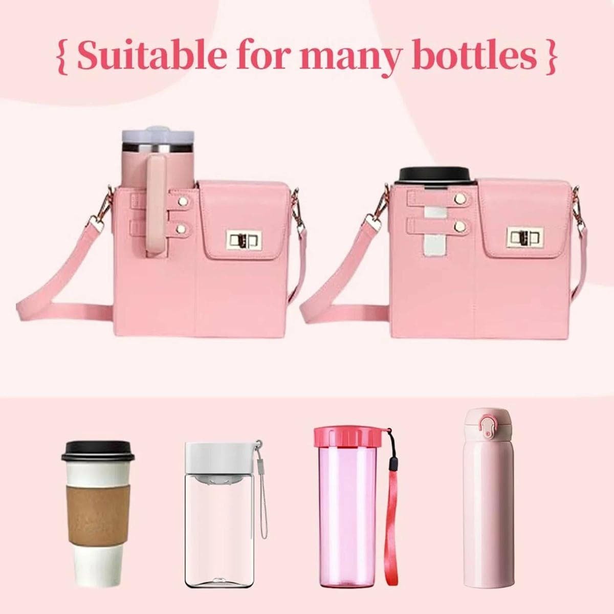 Leather Shoulder Bag For Water Bottles Fits Most Brands - Brown - V562-C1071135060DBT V562 C1071135060DBT 202505191722 05