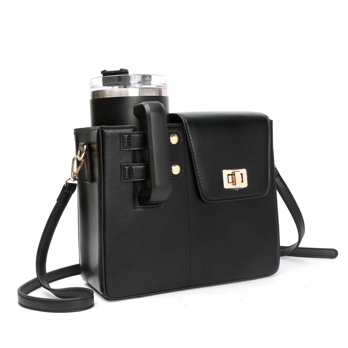 Leather Shoulder Bag For Water Bottles Fits Most Brands - Brown - V562-C1071135060DBT V562 C1071135060DBT 202505191722 11