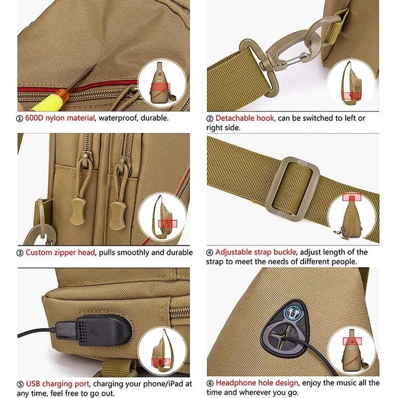 Men Oxford Cloth Crossbody Chest Bag Outdoor Leisure Single Shoulder Bag - Au Digital - V562-C108045150DBT V562 C108045150DBT 202503041241 08