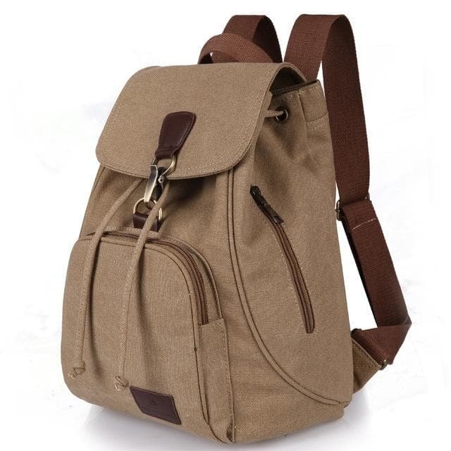 Women Canvas Laptop Backpack - Compact and Stylish - Khaki - V562-D100543940DBT V562 D100543940DBT 202502282215 08