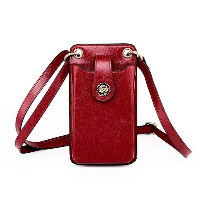 Mini Leather Crossbody For Women Fits Mobile Phones - Wine Red - V562-D102098200ADE V562 D102098200ADE 202505191445 09