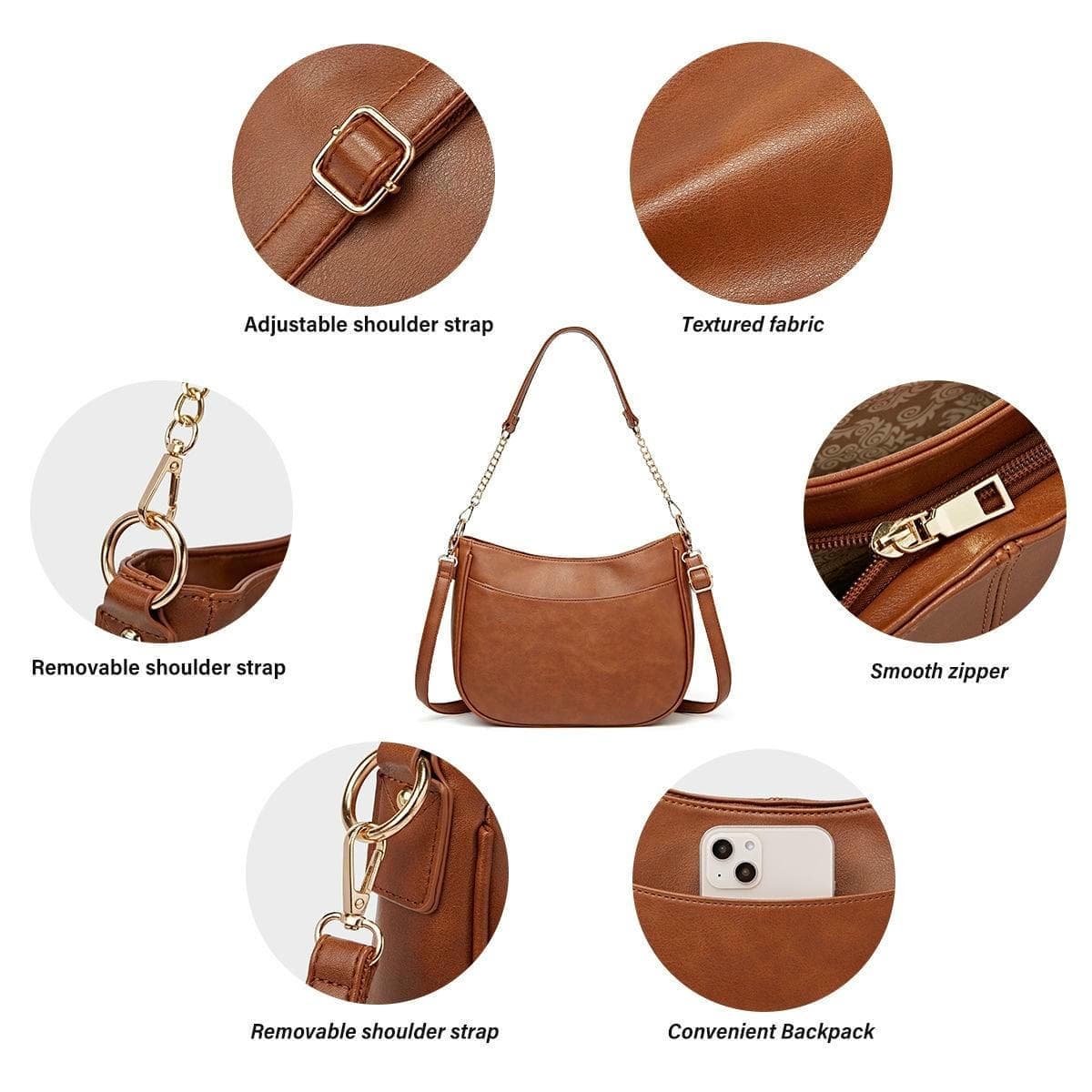 Adjustable Leather Crossbody Bag Large Capacity - Pink - V562-D1094343060DBT V562 D1094343060DBT 202505191526 13