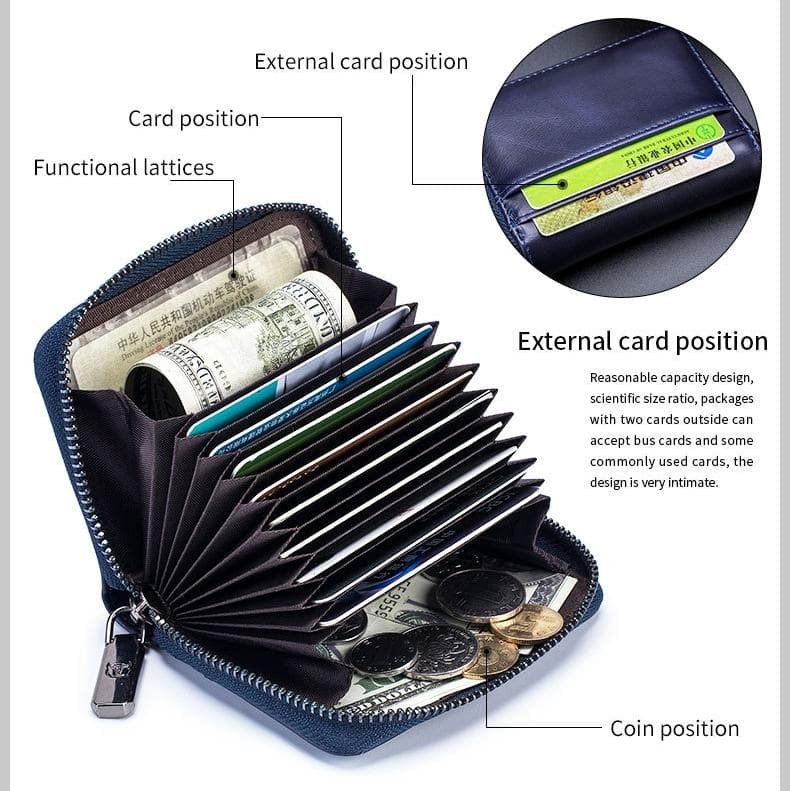 Men'S Leather Card Holder Casual Driver License Wallet - Green - V562-E1005313850DBT V562 E1005313850DBT 202503280211 02