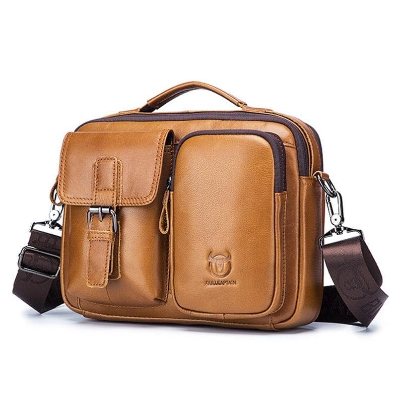 Retro Leather Men Shoulder Bag - Yellow Brown - V562-E1009343850DBT V562 E1009343850DBT 202508290621 09