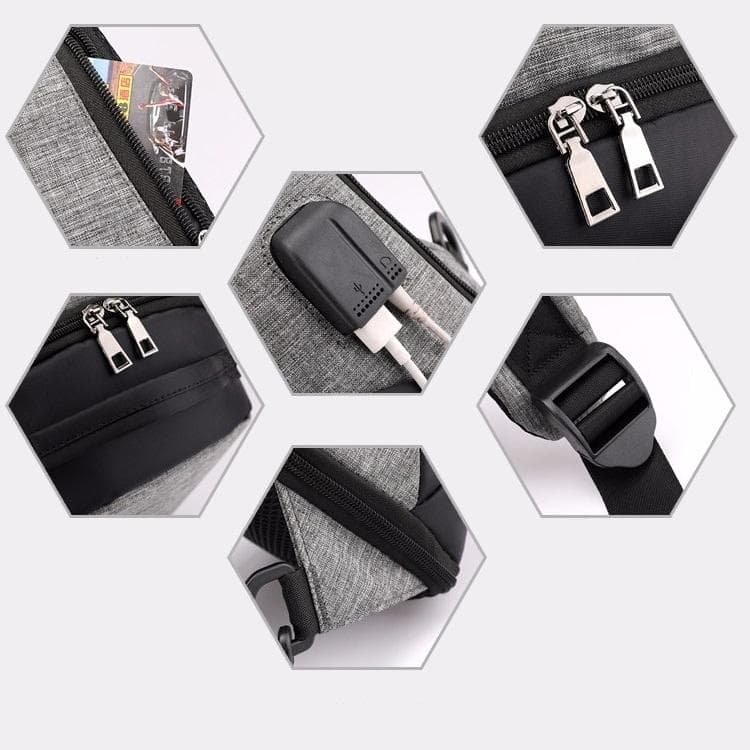 Versatile Oxford Shoulder Bag With Earphone & Usb - Purple - V562-P88643131YZ V562 P88643131YZ 202505191641 03