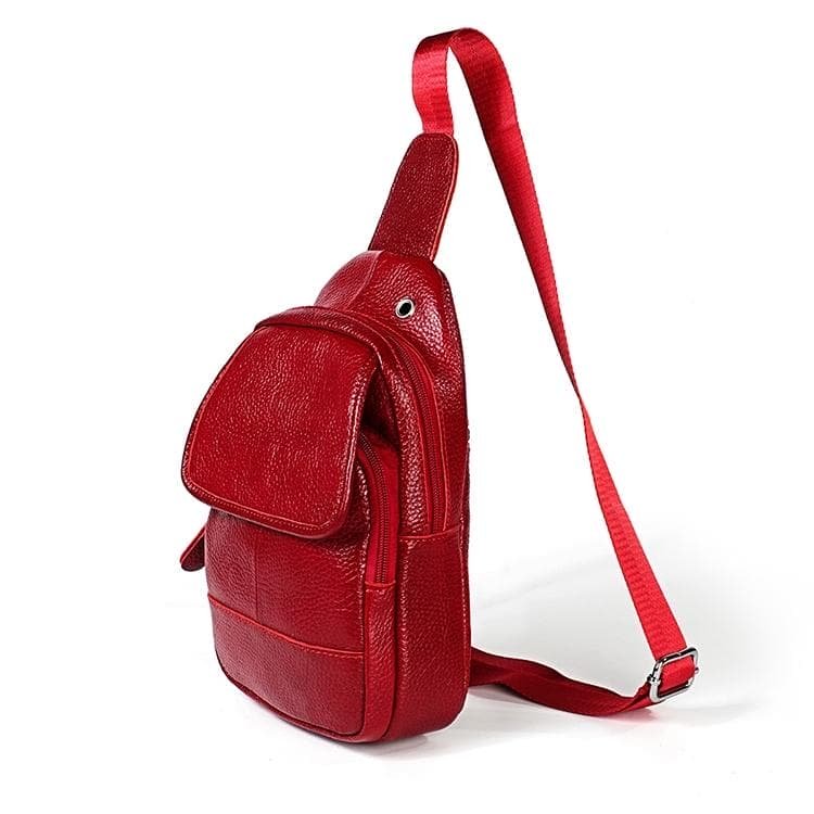 Men Litchi Texture Full Grain Cowhide Crossbody Bag - Red - V562-R8410BCC V562 R8410BCC 202505191705 02