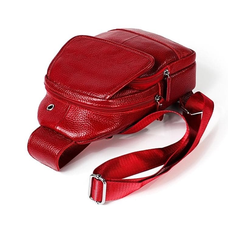 Men Litchi Texture Full Grain Cowhide Crossbody Bag - Red - V562-R8410BCC V562 R8410BCC 202505191705 03