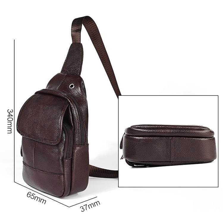 Men Litchi Texture Full Grain Cowhide Crossbody Bag - Red - V562-R8410BCC V562 R8410BCC 202505191705 04