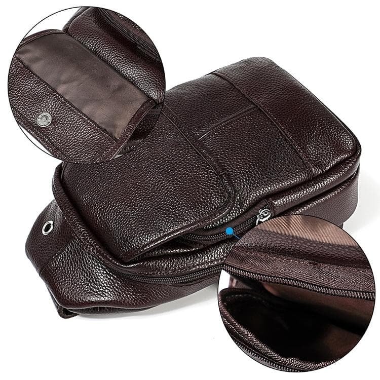 Men Litchi Texture Full Grain Cowhide Crossbody Bag - Red - V562-R8410BCC V562 R8410BCC 202505191705 05
