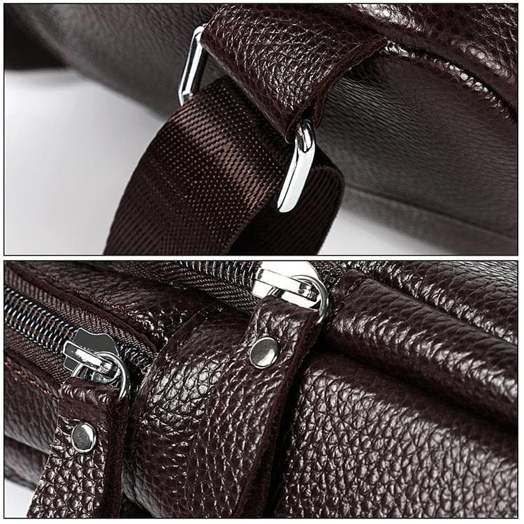 Men Litchi Texture Full Grain Cowhide Crossbody Bag - Red - V562-R8410BCC V562 R8410BCC 202505191705 07