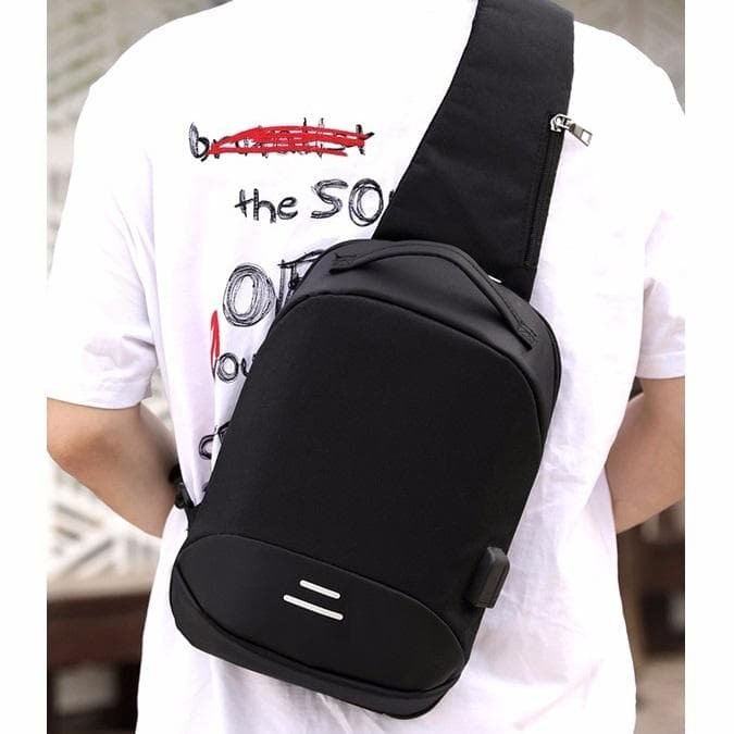 Versatile Oxford Shoulder Bag With Earphone & Usb - Navy Blue - V562-VN88643131YZ V562 VN88643131YZ 202505191640 14