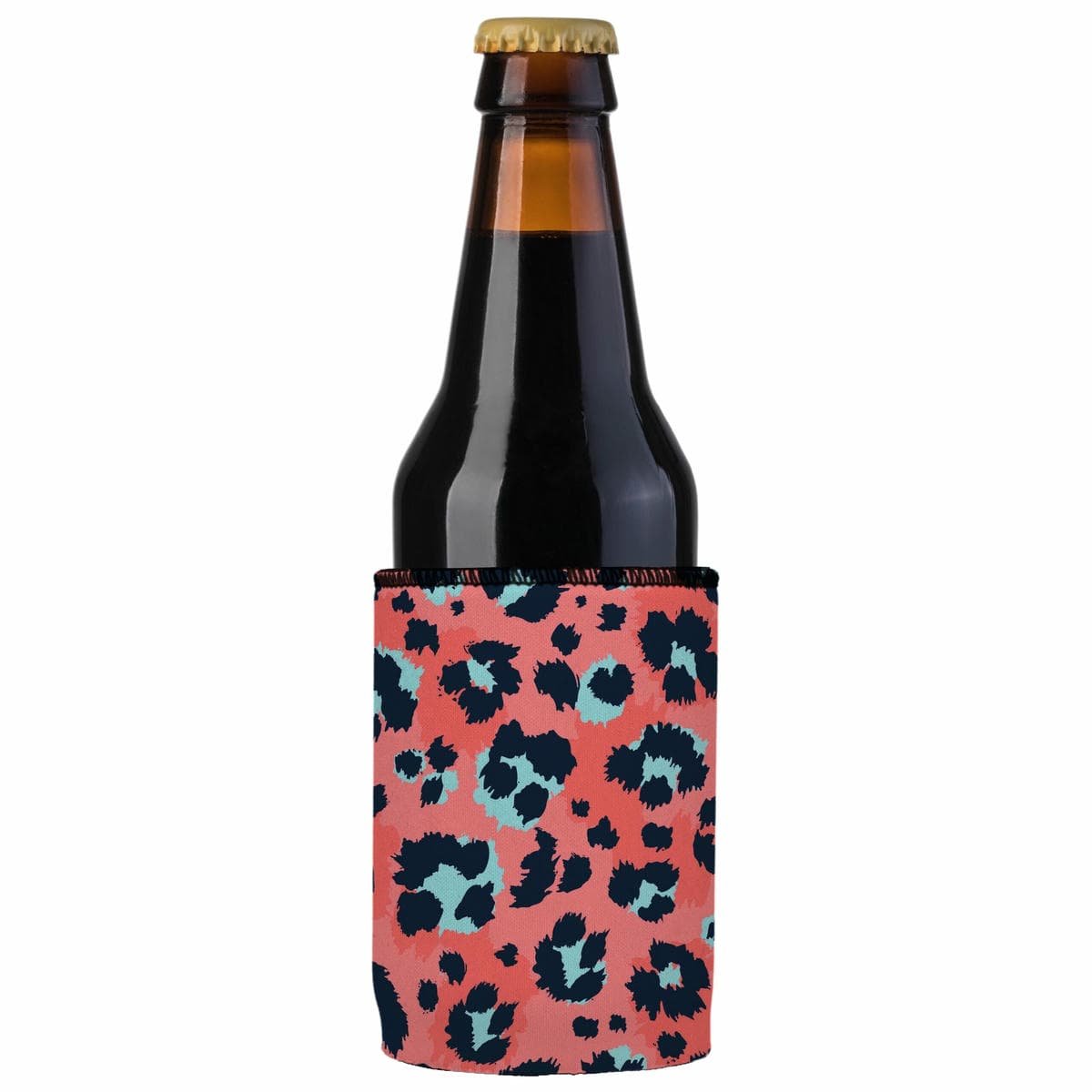 Coral Leopard Print Stubby Cooler 2-Pack - Standard - V570-ST-2746-A-2 V570 ST 2746 A 2 202503260911 02