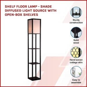 Shelf Floor Lamp - Shade Diffused Light Source with Open-Box Shelves - V63-822801