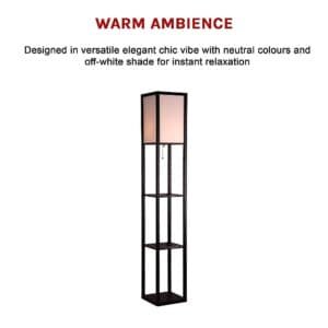 Shelf Floor Lamp - Shade Diffused Light Source with Open-Box Shelves - V63-822801