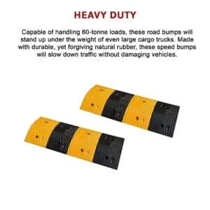 Pair of 1m Long 60T Load Rubber Speed Bump Hump Modular Speed Humps Road Hump - V63-824161