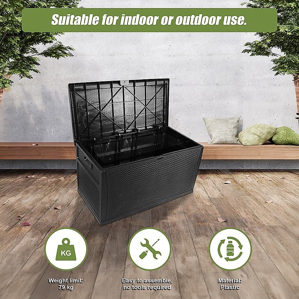 Patio Deck Box Outdoor Storage Plastic Bench Box 450 Litre - V63-824391 Patio Deck Box Outdoor Storage Plastic Bench Box 450 Litre - Image 4
