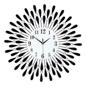 Large Modern 3D Crystal Wall Clock Luxury Art Metal Round Home Decor