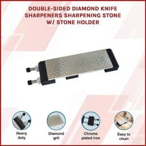 Double-Sided Diamond Knife Sharpeners Sharpening Stone W/ Stone Holder - V63-825451