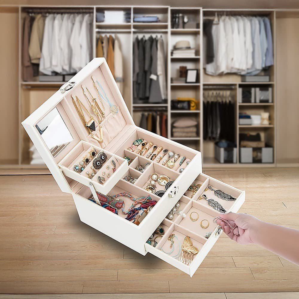 Jewellery Storage Box Girls Rings Necklaces Display Organiser Storage Case - V63-826121 Jewellery Storage Box Girls Rings Necklaces Display Organiser Storage Case - Image 2