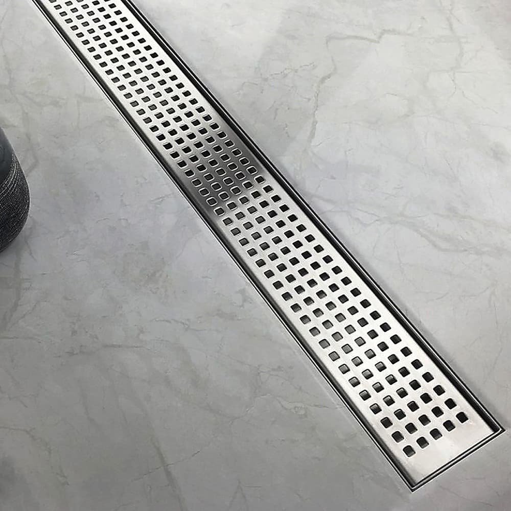 1000mm Bathroom Shower Stainless Steel Grate Drain w/Centre outlet Floor Waste Square Pattern - V63-832821 1000mm Bathroom Shower Stainless Steel Grate Drain w/Centre outlet Floor Waste Square Pattern - Image 2
