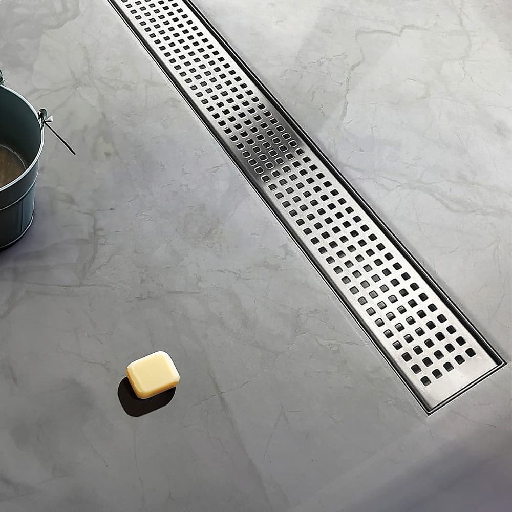 1000mm Bathroom Shower Stainless Steel Grate Drain w/Centre outlet Floor Waste Square Pattern - V63-832821 1000mm Bathroom Shower Stainless Steel Grate Drain w/Centre outlet Floor Waste Square Pattern - Image 10
