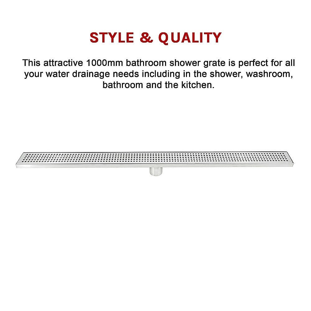 1000mm Bathroom Shower Stainless Steel Grate Drain w/Centre outlet Floor Waste Square Pattern - V63-832821 1000mm Bathroom Shower Stainless Steel Grate Drain w/Centre outlet Floor Waste Square Pattern - Image 11