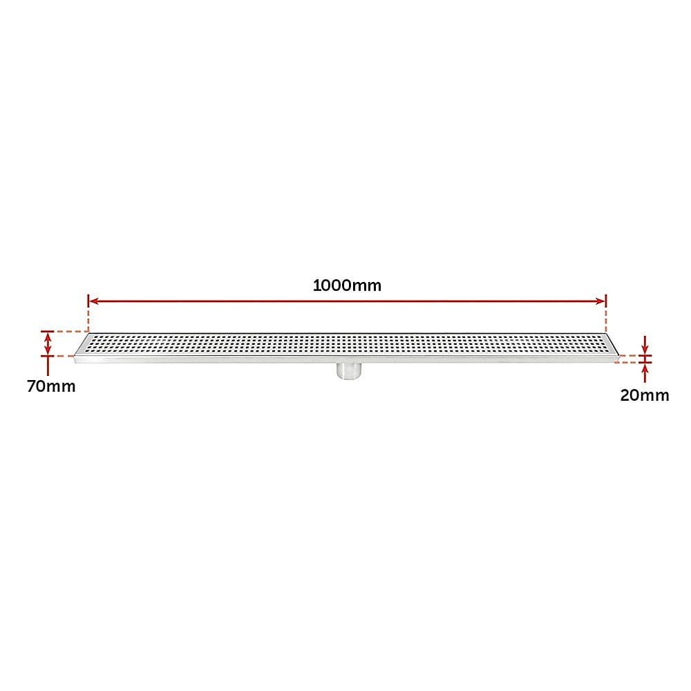 1000mm Bathroom Shower Stainless Steel Grate Drain w/Centre outlet Floor Waste Square Pattern - V63-832821 1000mm Bathroom Shower Stainless Steel Grate Drain w/Centre outlet Floor Waste Square Pattern - Image 12