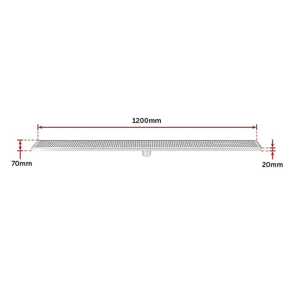 1200mm Bathroom Shower Stainless Steel Grate Drain w/Centre outlet Floor Waste Square Pattern - V63-832831 1200mm Bathroom Shower Stainless Steel Grate Drain w/Centre outlet Floor Waste Square Pattern - Image 12