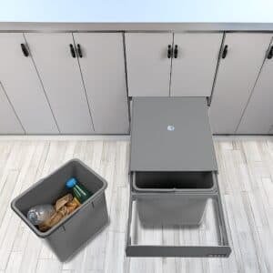 2x 15L Pull Out Trash Bin Dual Kitchen Garbage Waste Basket Cabinet Bin - V63-832841