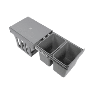 2x 15L Pull Out Trash Bin Dual Kitchen Garbage Waste Basket Cabinet Bin - V63-832841