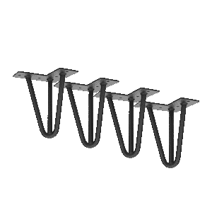 Set of 4 Industrial 3-Rod Retro Hairpin Table Legs 12mm Steel Bench Desk - 11cm Black