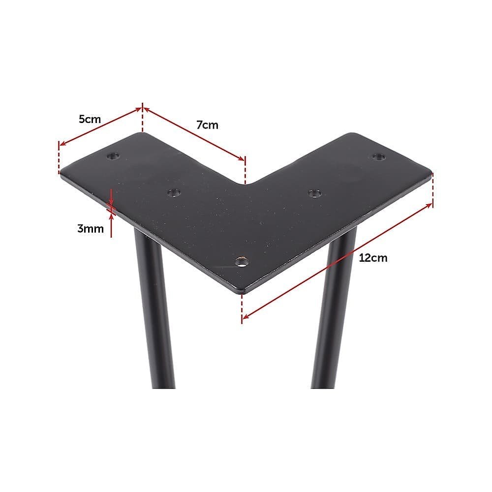 Set of 4 Industrial Retro Hairpin Table Legs 12mm Steel Bench Desk - 71cm Black - V63-835001 Set of 4 Industrial Retro Hairpin Table Legs 12mm Steel Bench Desk - 71cm Black - Image 5