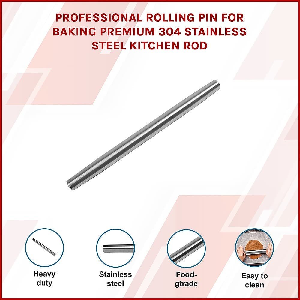 Professional Rolling Pin for Baking Premium 304 Stainless Steel Kitchen Rod - V63-835741 Professional Rolling Pin for Baking Premium 304 Stainless Steel Kitchen Rod - Image 3