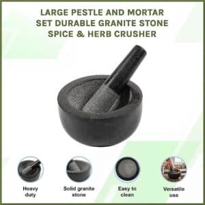 Large Pestle and Mortar Set Durable Granite Stone Spice & Herb Crusher - V63-835761