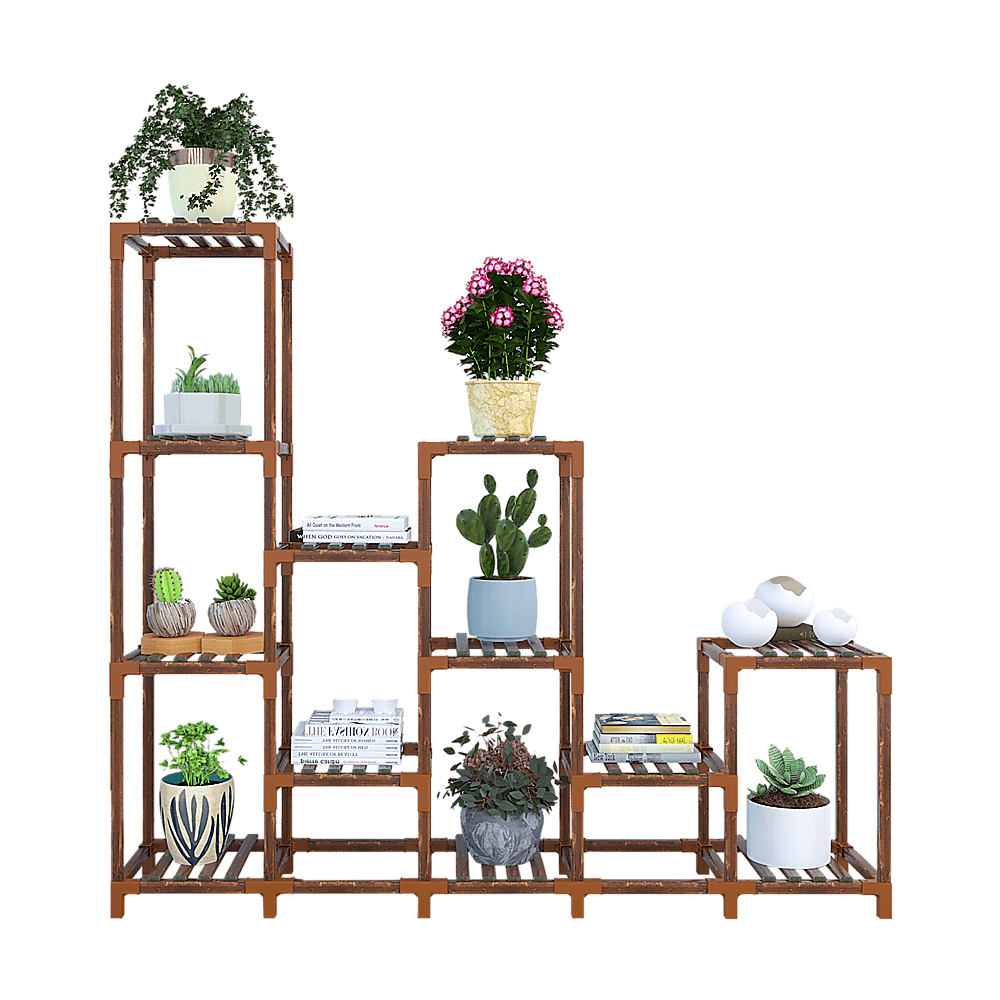 Indoor Outdoor Garden Plant Stand Planter Flower Pot Shelf Wooden Shelving - 12 Shelves - V63-836011 Indoor Outdoor Garden Plant Stand Planter Flower Pot Shelf Wooden Shelving - 12 Shelves