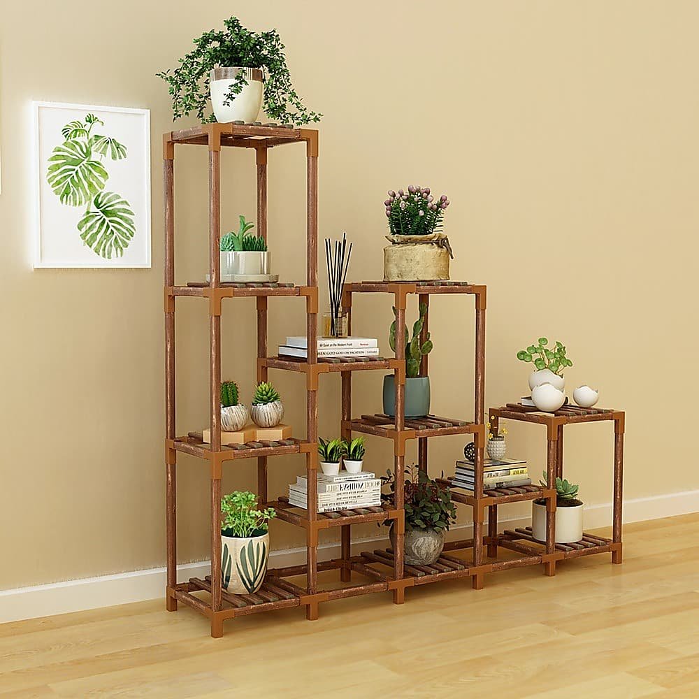 Indoor Outdoor Garden Plant Stand Planter Flower Pot Shelf Wooden Shelving - 12 Shelves - V63-836011 Indoor Outdoor Garden Plant Stand Planter Flower Pot Shelf Wooden Shelving - 12 Shelves - Image 6