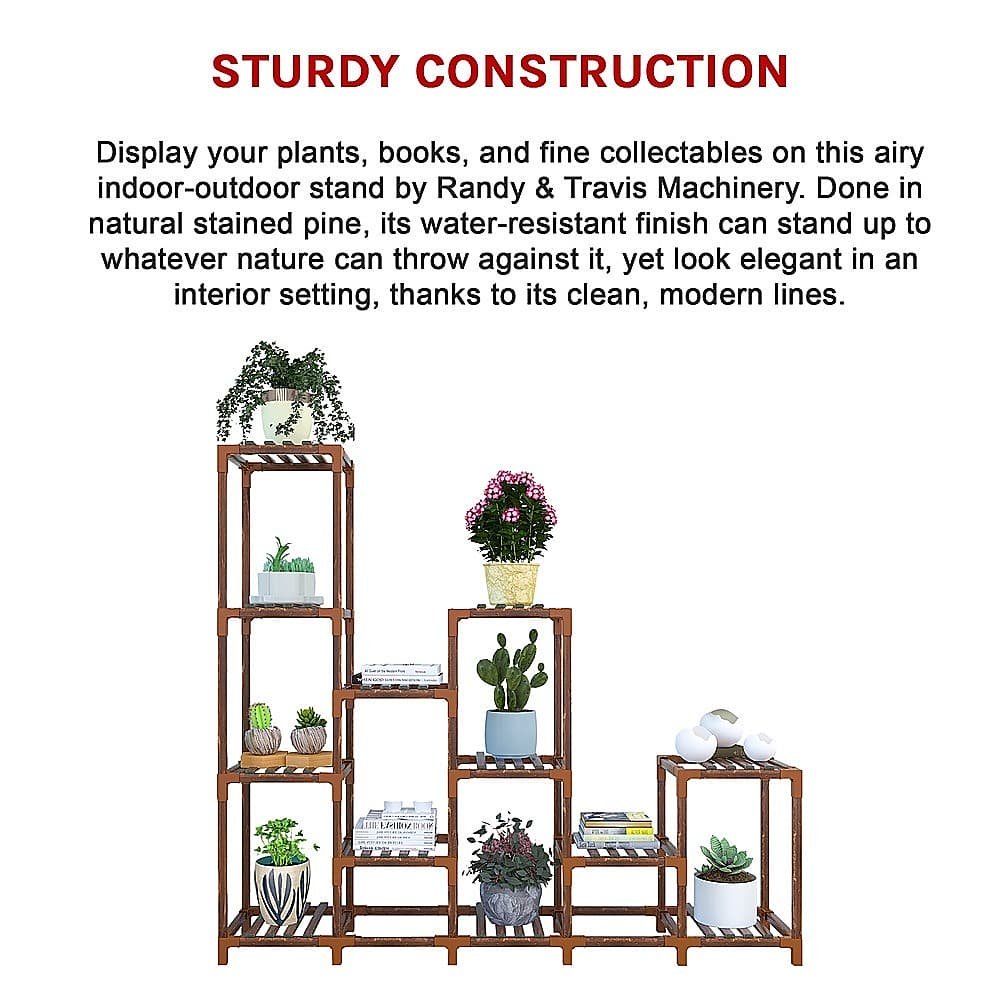 Indoor Outdoor Garden Plant Stand Planter Flower Pot Shelf Wooden Shelving - 12 Shelves - V63-836011 Indoor Outdoor Garden Plant Stand Planter Flower Pot Shelf Wooden Shelving - 12 Shelves - Image 7