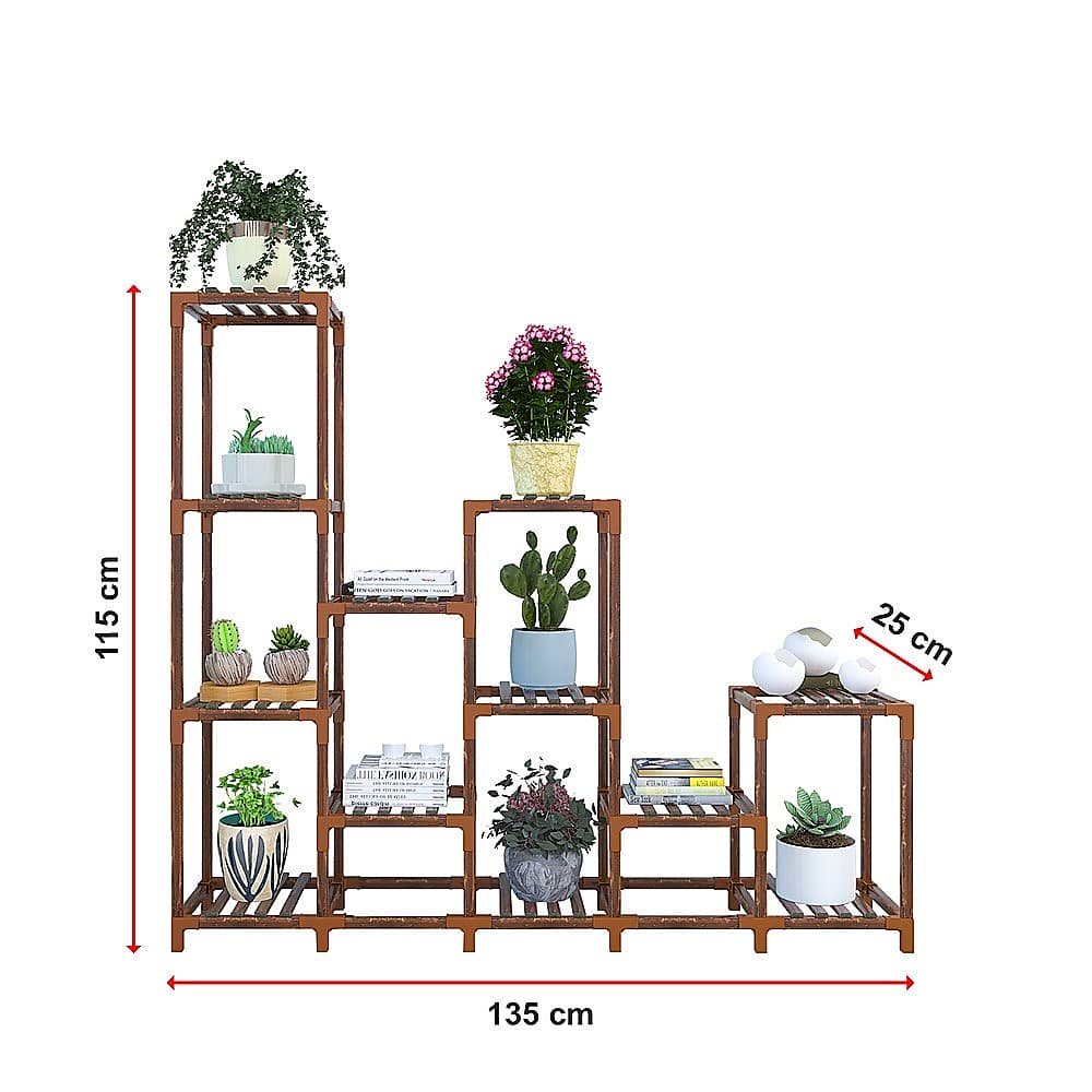 Indoor Outdoor Garden Plant Stand Planter Flower Pot Shelf Wooden Shelving - 12 Shelves - V63-836011 Indoor Outdoor Garden Plant Stand Planter Flower Pot Shelf Wooden Shelving - 12 Shelves - Image 8