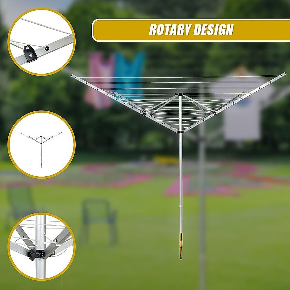 4 Arm Rotary Airer Outdoor Washing Line Clothes Dryer 50m Length - V63-836191 4 Arm Rotary Airer Outdoor Washing Line Clothes Dryer 50m Length - Image 9
