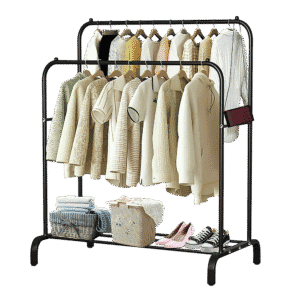 Heavy Metal Double Clothes Rail Hanging Rack Garment Display Stand Storage Shelf
