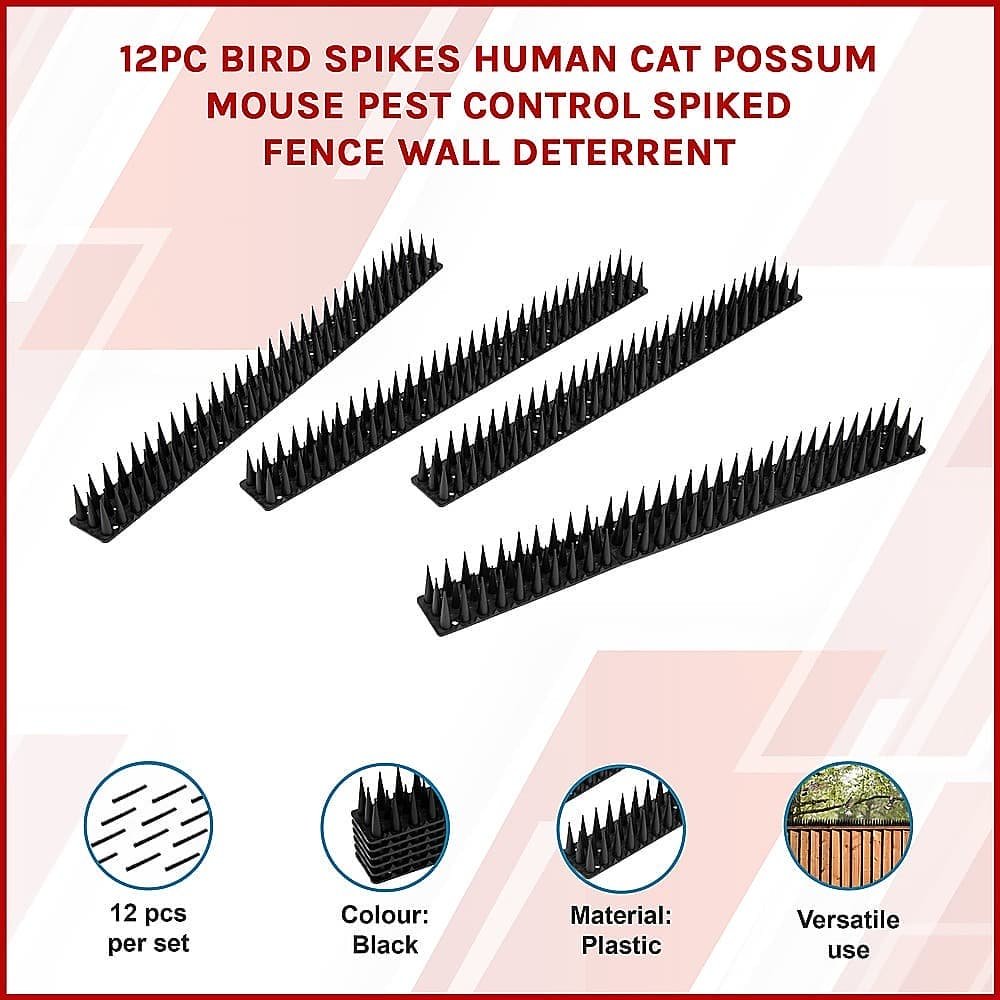 12pc Bird Spikes Human Cat Possum Mouse Pest Control Spiked Fence Wall Deterrent - V63-837291 12pc Bird Spikes Human Cat Possum Mouse Pest Control Spiked Fence Wall Deterrent - Image 3