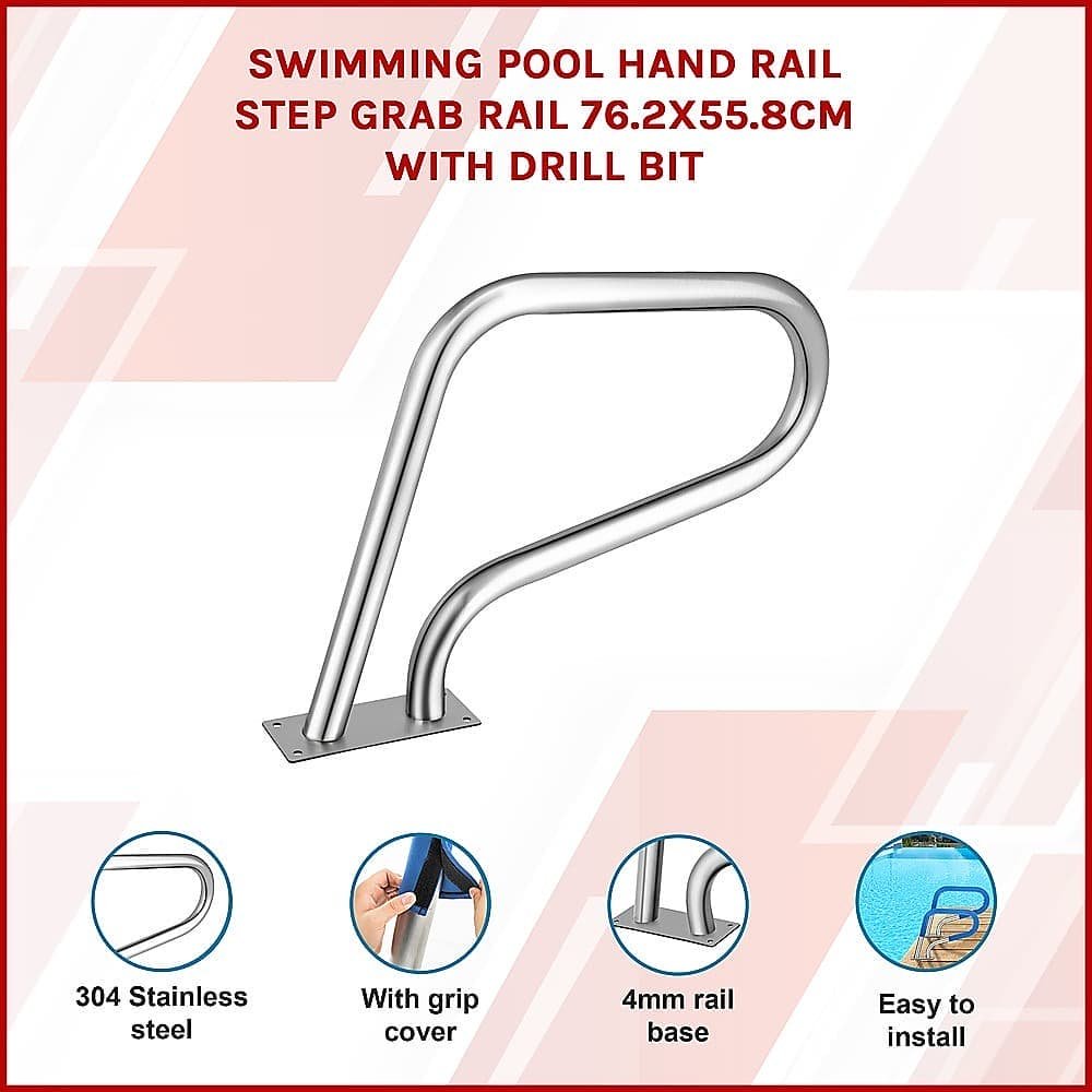 Swimming Pool Hand Rail Step Grab Rail 76.2x55.8cm with Drill Bit - V63-837321 Swimming Pool Hand Rail Step Grab Rail 76.2x55.8cm with Drill Bit - Image 3