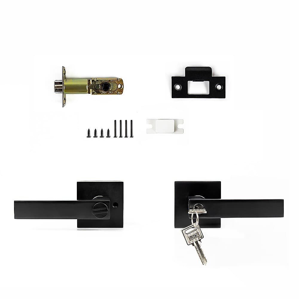 Door Handle Set Lever Key Lock Function Square Black - V63-837381 Door Handle Set Lever Key Lock Function Square Black - Image 9