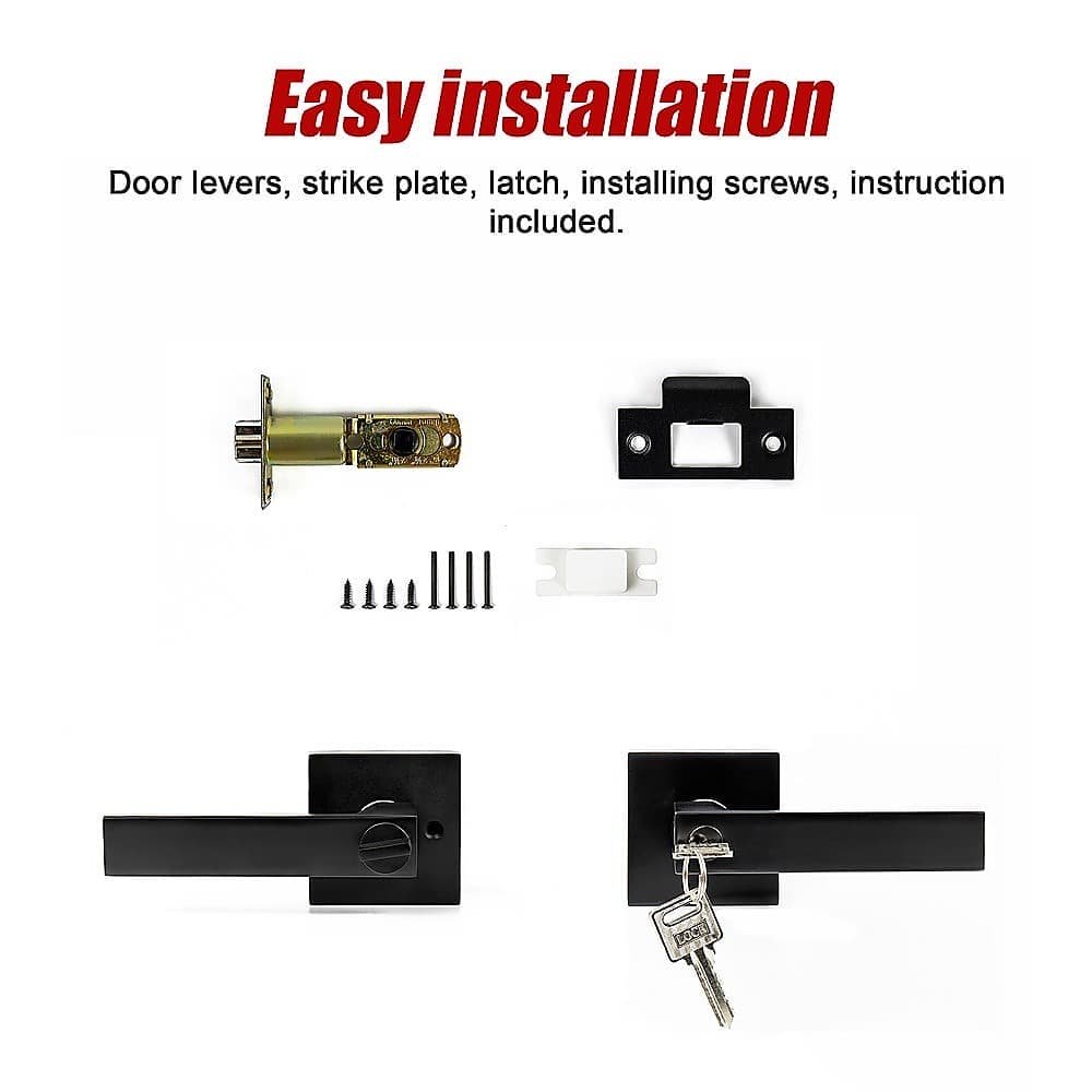 Door Handle Set Lever Key Lock Function Square Black - V63-837381 Door Handle Set Lever Key Lock Function Square Black - Image 11