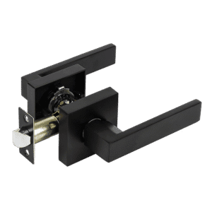 Door Handle Set Lever Passage Function Square Black