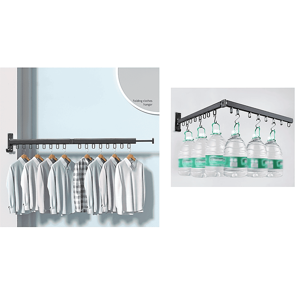 Foldable Wall Hanging Clothes Drying Rack Clothes Balcony Retractable Hanger - V63-837671 Foldable Wall Hanging Clothes Drying Rack Clothes Balcony Retractable Hanger - Image 4